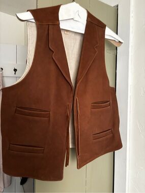 WAH Maker Frontier Clothing Genuine Leather Brown Vest